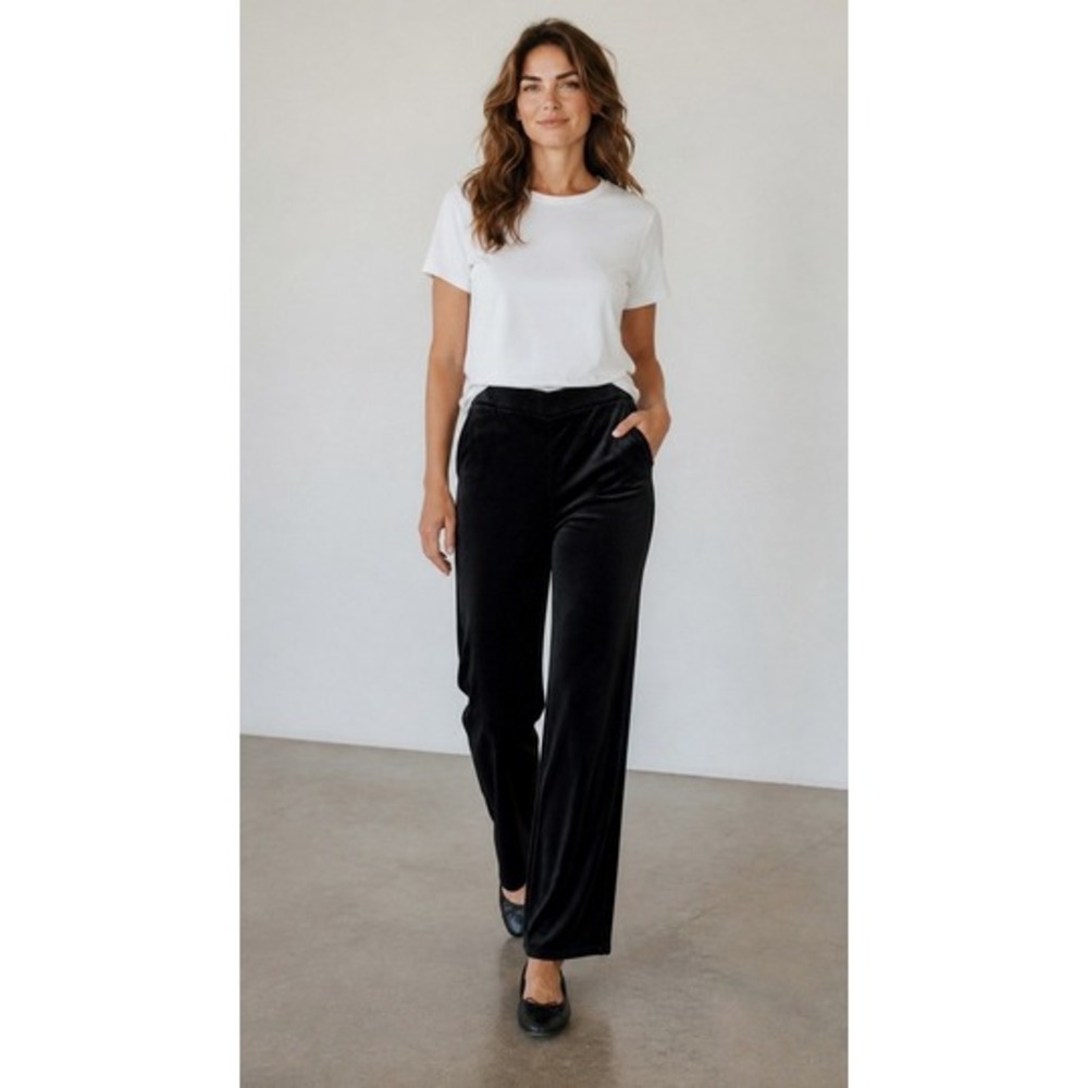J. Jill Women's 2X Black Stretch Velvet Elastic Waist pull-On Slim Leg Pants